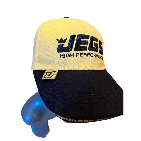 JEGS HIGH PERFORMANCE Racing Hat Yellow Black Mens Baseball Cap Trucker Snapback - Picture 2 of 10